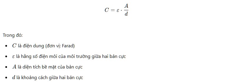 Công thức cảm biến điện dung